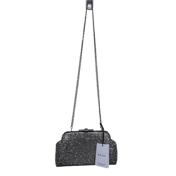 Reiss Adaline Crystal Bead Clutch Handbag Cross Body Purse Lined Vintage Style - Picture 1 of 13